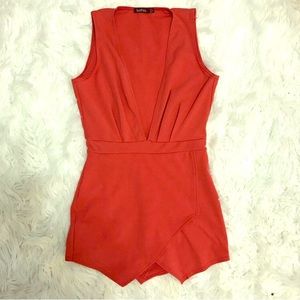 Bright red crossover jumpsuit